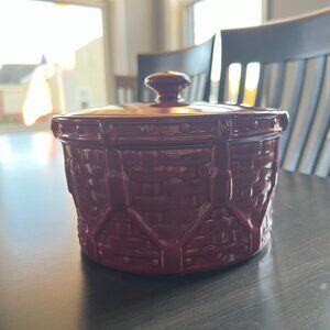 Longaberger Woven Drum Crock w Lid - Paprika